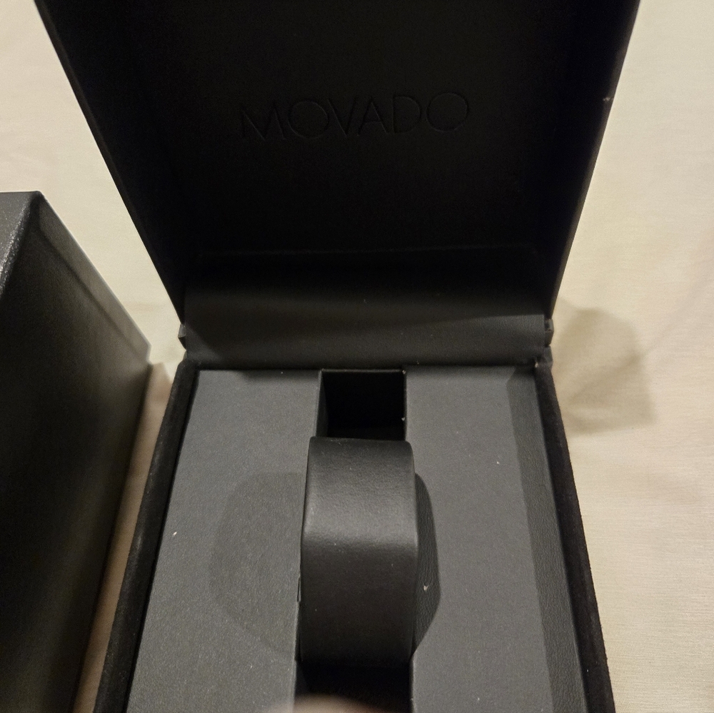 Movado Silver and Blue Dial Watch with Black Strap-BRAND NEW - Picture 11 of 11